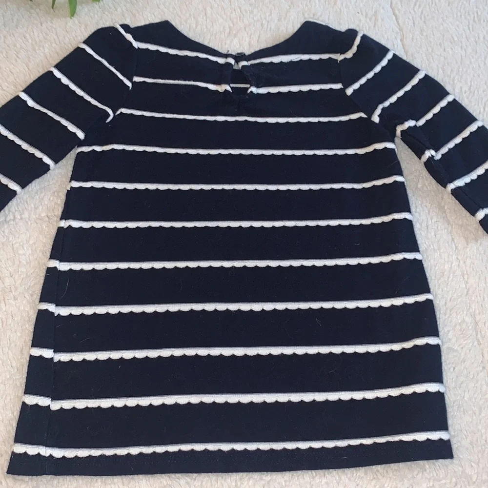 Gap Baby Girl 3-6M Navy & White Stripe Dress EUC